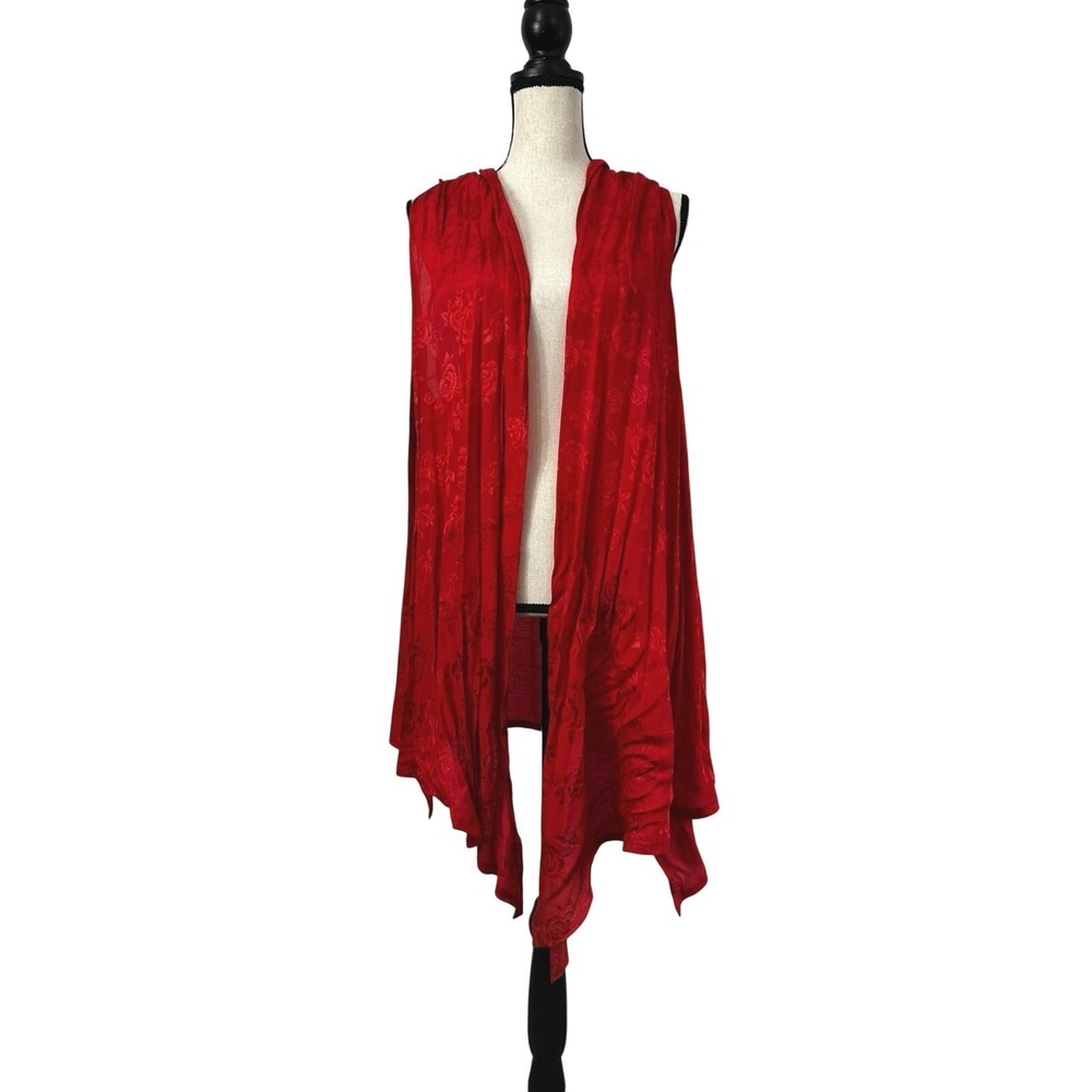 Mission Canyon Santa Barbara Cayman Vest Cardigan Womens One Size Red Floral Top